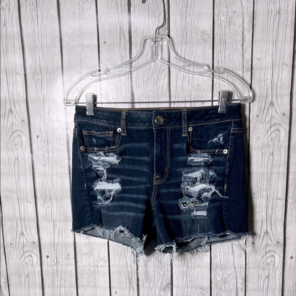 American Eagle distressed hi-rise shortie shorts size 8